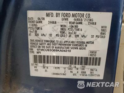 Zdjęcie 13 z 13 samochodu: 2009 FORD ESCAPE XLT VIN:1FMCU93G69KA04310 - miniatura