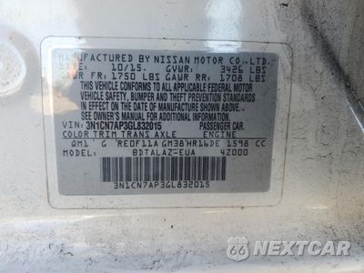 Zdjęcie 14 z 14 samochodu: 2016 NISSAN VERSA S VIN:3N1CN7AP3GL832015 - miniatura