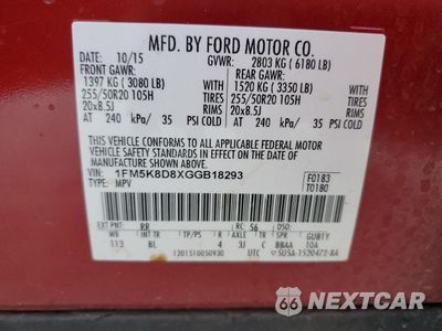 Zdjęcie 13 z 13 samochodu: 2016 FORD EXPLORER XLT VIN:1FM5K8D8XGGB18293 - miniatura