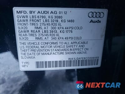 Zdjęcie 13 z 13 samochodu: 2012 AUDI Q7 PREMIUM PLUS VIN:WA1LGAFE6CD006569 - miniatura