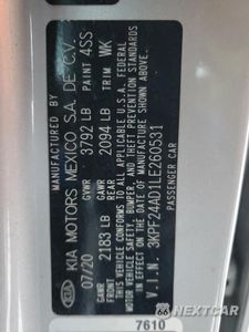 Zdjęcie 14 z 15 samochodu: 2020 KIA FORTE FE VIN:3KPF24AD1LE260531 - miniatura