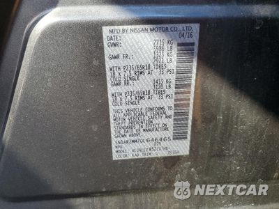 Zdjęcie 15 z 15 samochodu: 2016 NISSAN PATHFINDER S VIN:5N1AR2MM7GC646465 - miniatura
