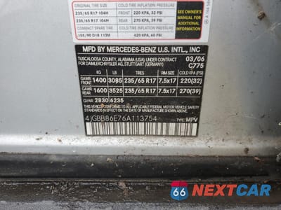 Zdjęcie 13 z 13 samochodu: 2004 MERCEDES-BENZ ML 350 VIN:4JGBB86E76A113754 - miniatura