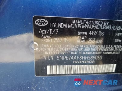 Zdjęcie 12 z 12 samochodu: 2017 HYUNDAI SONATA VIN:5NPE24AF8HH589050 - miniatura