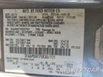 Zdjęcie 13 z 13 samochodu: 2014 FORD FUSION SE VIN:3FA6P0H77ER307931 - miniatura