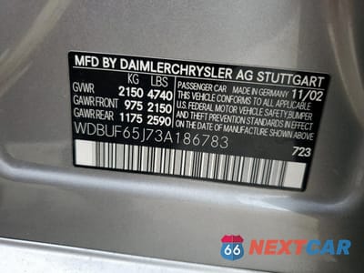 Zdjęcie 12 z 12 samochodu: 2003 MERCEDES-BENZ E 320 VIN:WDBUF65J73A186783 - miniatura