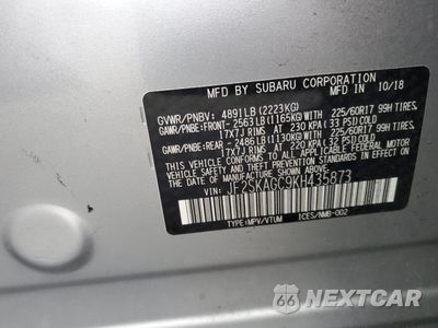 Zdjęcie 14 z 14 samochodu: 2019 SUBARU FORESTER PREMIUM VIN:JF2SKAGC9KH435873 - miniatura