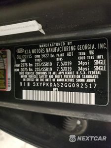 Zdjęcie 13 z 13 samochodu: 2016 KIA SORENTO SX VIN:5XYPKDA52GG092517 - miniatura