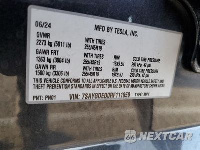 Zdjęcie 14 z 14 samochodu: 2024 TESLA MODEL Y VIN:7SAYGDED0RF111859 - miniatura
