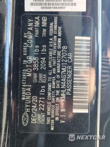 Zdjęcie 12 z 12 samochodu: 2021 HYUNDAI ELANTRA SEL VIN:KMHLN4AG7MU127078 - miniatura