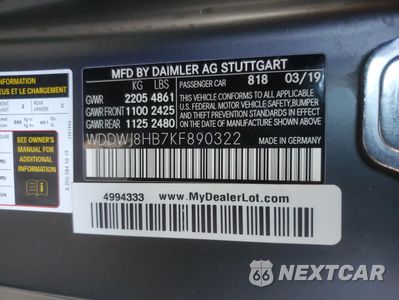 Zdjęcie 12 z 12 samochodu: 2019 MERCEDES-BENZ C 63 AMG-S VIN:WDDWJ8HB7KF890322 - miniatura