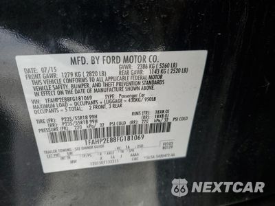 Zdjęcie 14 z 14 samochodu: 2015 FORD TAURUS SEL VIN:1FAHP2E88FG181069 - miniatura