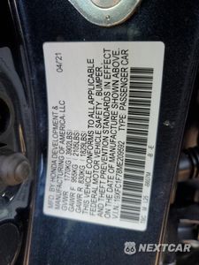 Zdjęcie 14 z 15 samochodu: 2021 HONDA CIVIC EXL VIN:19XFC1F78ME209592 - miniatura