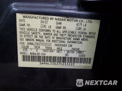 Zdjęcie 14 z 14 samochodu: 2007 NISSAN ALTIMA 2.5 VIN:1N4AL21E27C215122 - miniatura