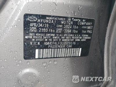Zdjęcie 14 z 14 samochodu: 2020 HYUNDAI ELANTRA SE VIN:KMHD74LF3LU919116 - miniatura