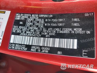 Zdjęcie 15 z 16 samochodu: 2017 TOYOTA 4RUNNER SR5/SR5 PREMIUM VIN:JTEBU5JR4H5437629 - miniatura