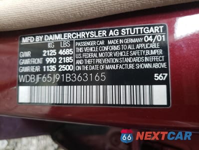 Zdjęcie 12 z 12 samochodu: 2001 MERCEDES-BENZ E 320 VIN:WDBJF65J91B363165 - miniatura