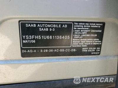Zdjęcie 12 z 12 samochodu: 2006 SAAB 9-3 AERO VIN:YS3FH51U661136405 - miniatura