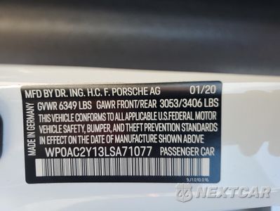 Zdjęcie 12 z 12 samochodu: 2020 PORSCHE TAYCAN TURBO VIN:WP0AC2Y13LSA71077 - miniatura