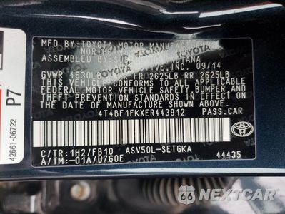 Zdjęcie 14 z 14 samochodu: 2014 TOYOTA CAMRY L VIN:4T4BF1FKXER443912 - miniatura