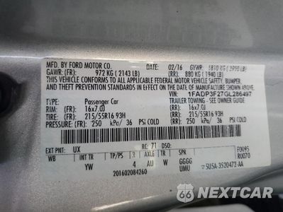 Zdjęcie 13 z 13 samochodu: 2016 FORD FOCUS SE VIN:1FADP3F27GL286497 - miniatura