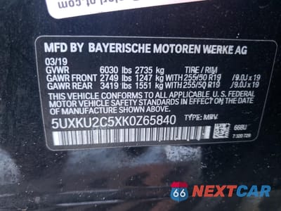 Zdjęcie 15 z 15 samochodu: 2019 BMW X6 XDRIVE35I VIN:5UXKU2C5XK0Z65840 - miniatura
