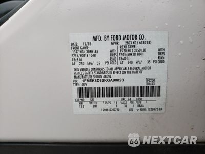 Zdjęcie 13 z 14 samochodu: 2019 FORD EXPLORER XLT VIN:1FM5K8D82KGA90823 - miniatura