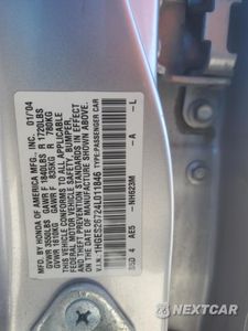 Zdjęcie 14 z 14 samochodu: 2004 HONDA CIVIC EX VIN:1HGES26724L011846 - miniatura