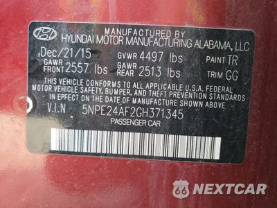 Zdjęcie 12 z 12 samochodu: 2016 HYUNDAI SONATA SE VIN:5NPE24AF2GH371345 - miniatura