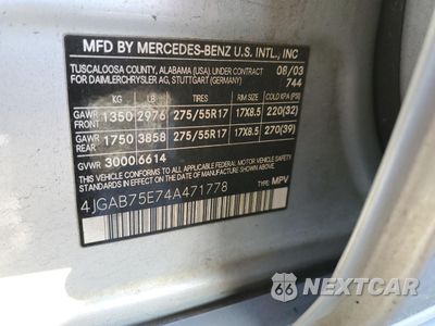 Zdjęcie 13 z 13 samochodu: 2004 MERCEDES-BENZ ML 500 VIN:4JGAB75E74A471778 - miniatura