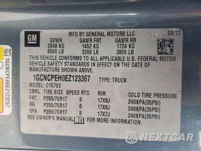 Zdjęcie 14 z 14 samochodu: 2014 CHEVROLET SILVERADO C1500 VIN:1GCNCPEH0EZ123367 - miniatura