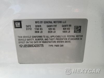 Zdjęcie 14 z 14 samochodu: 2012 CHEVROLET SONIC LTZ VIN:1G1JE5SB8C4229775 - miniatura