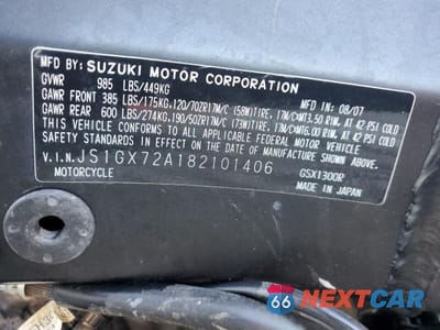 Zdjęcie 8 z 8 samochodu: 2008 SUZUKI GSX1300 R VIN:JS1GX72A182101406 - miniatura