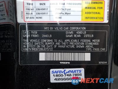 Zdjęcie 13 z 13 samochodu: 2009 VOLVO C70 T5 VIN:YV1MC67299J075722 - miniatura