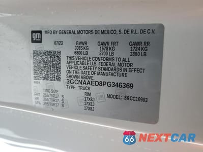 Zdjęcie 12 z 12 samochodu: 2023 CHEVROLET SILVERADO C1500 VIN:3GCNAAED8PG346369 - miniatura