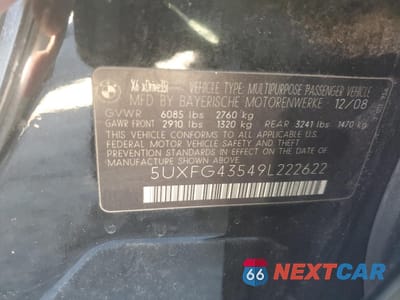 Zdjęcie 14 z 14 samochodu: 2009 BMW X6 XDRIVE35I VIN:5UXFG43549L222622 - miniatura