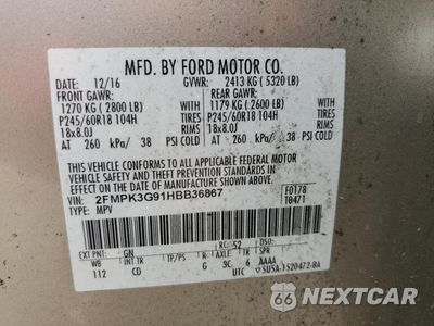 Zdjęcie 14 z 15 samochodu: 2017 FORD EDGE SE VIN:2FMPK3G91HBB36867 - miniatura