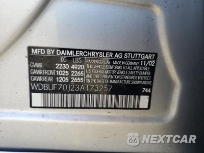 Zdjęcie 14 z 14 samochodu: 2003 MERCEDES-BENZ E 500 VIN:WDBUF70J23A173257 - miniatura