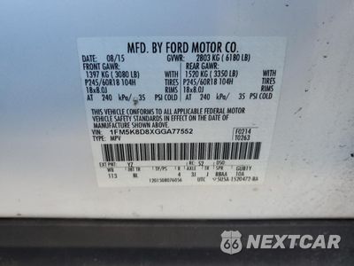 Zdjęcie 15 z 15 samochodu: 2016 FORD EXPLORER XLT VIN:1FM5K8D8XGGA77552 - miniatura