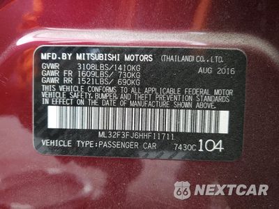 Zdjęcie 14 z 15 samochodu: 2017 MITSUBISHI MIRAGE G4 ES VIN:ML32F3FJ6HHF11711 - miniatura