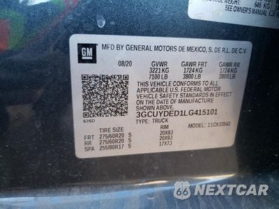 Zdjęcie 12 z 12 samochodu: 2020 CHEVROLET SILVERADO K1500 LT VIN:3GCUYDED1LG415101 - miniatura