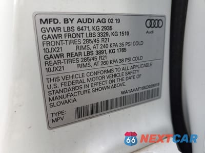 Zdjęcie 14 z 14 samochodu: 2019 AUDI Q8 PREMIUM VIN:WA1AVAF16KD029018 - miniatura