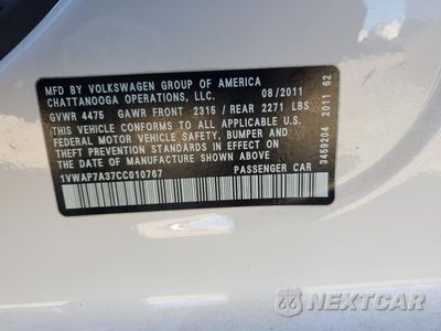 Zdjęcie 14 z 15 samochodu: 2012 VOLKSWAGEN PASSAT S VIN:1VWAP7A37CC010767 - miniatura