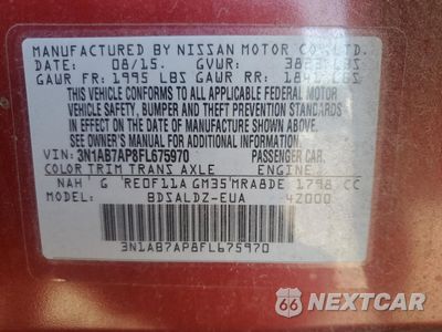 Zdjęcie 14 z 14 samochodu: 2015 NISSAN SENTRA S VIN:3N1AB7AP8FL675970 - miniatura