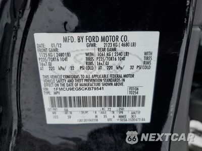 Zdjęcie 15 z 15 samochodu: 2012 FORD ESCAPE LIMITED VIN:1FMCU9EG5CKB79541 - miniatura