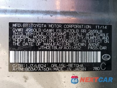 Zdjęcie 12 z 12 samochodu: 2015 LEXUS GS 350 VIN:JTHCE1BL6FA001652 - miniatura