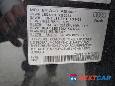 Zdjęcie 15 z 15 samochodu: 2008 AUDI Q7 3.6 QUATTRO PREMIUM VIN:WA1BY74L88D014967 - miniatura