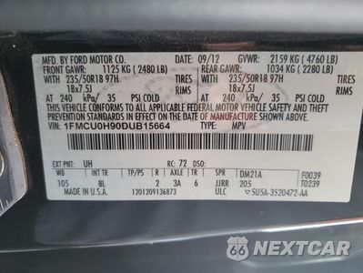 Zdjęcie 14 z 14 samochodu: 2013 FORD ESCAPE SEL VIN:1FMCU0H90DUB15664 - miniatura
