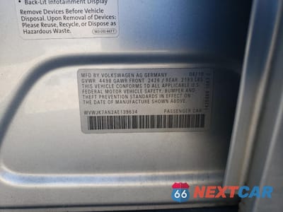 Zdjęcie 12 z 12 samochodu: 2010 VOLKSWAGEN PASSAT KOMFORT VIN:WVWJK7AN2AE139634 - miniatura