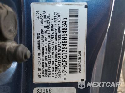 Zdjęcie 13 z 13 samochodu: 2006 HONDA CIVIC EX VIN:2HGFG12846H548345 - miniatura
